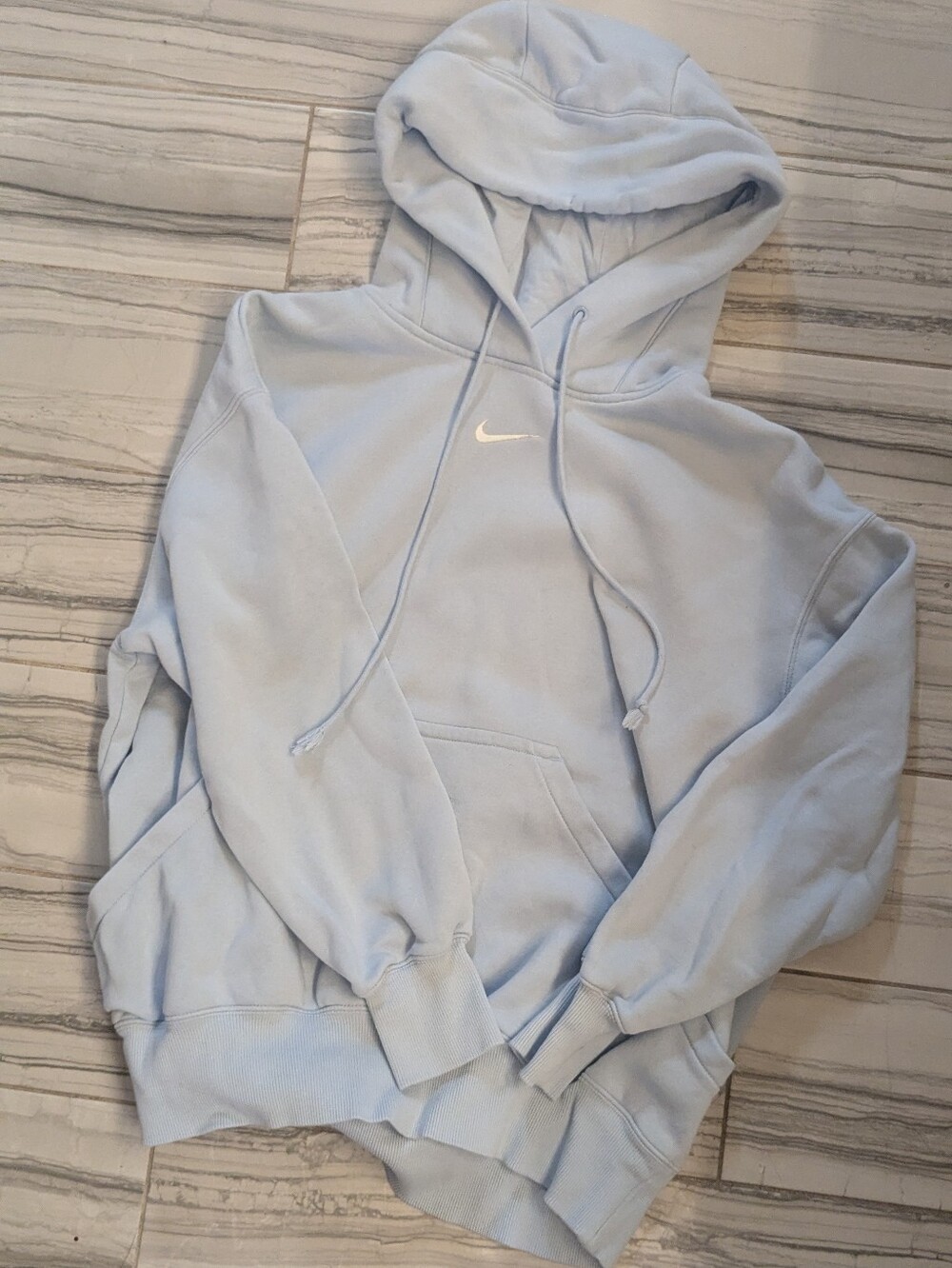 Nike Baby Blue Hoodie with White Swoosh
